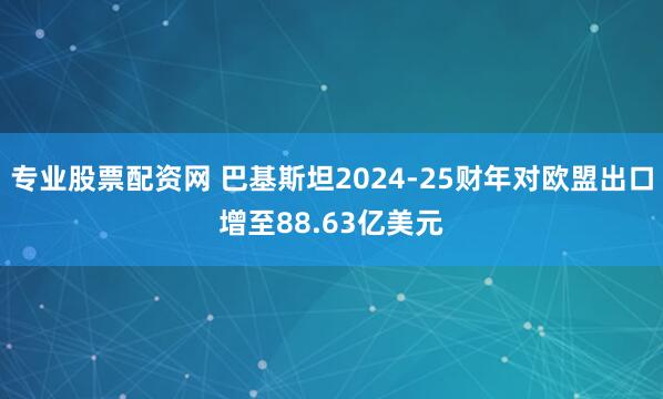 专业股票配资网 巴基斯坦2024-25财年对欧盟出口增至88.63亿美元